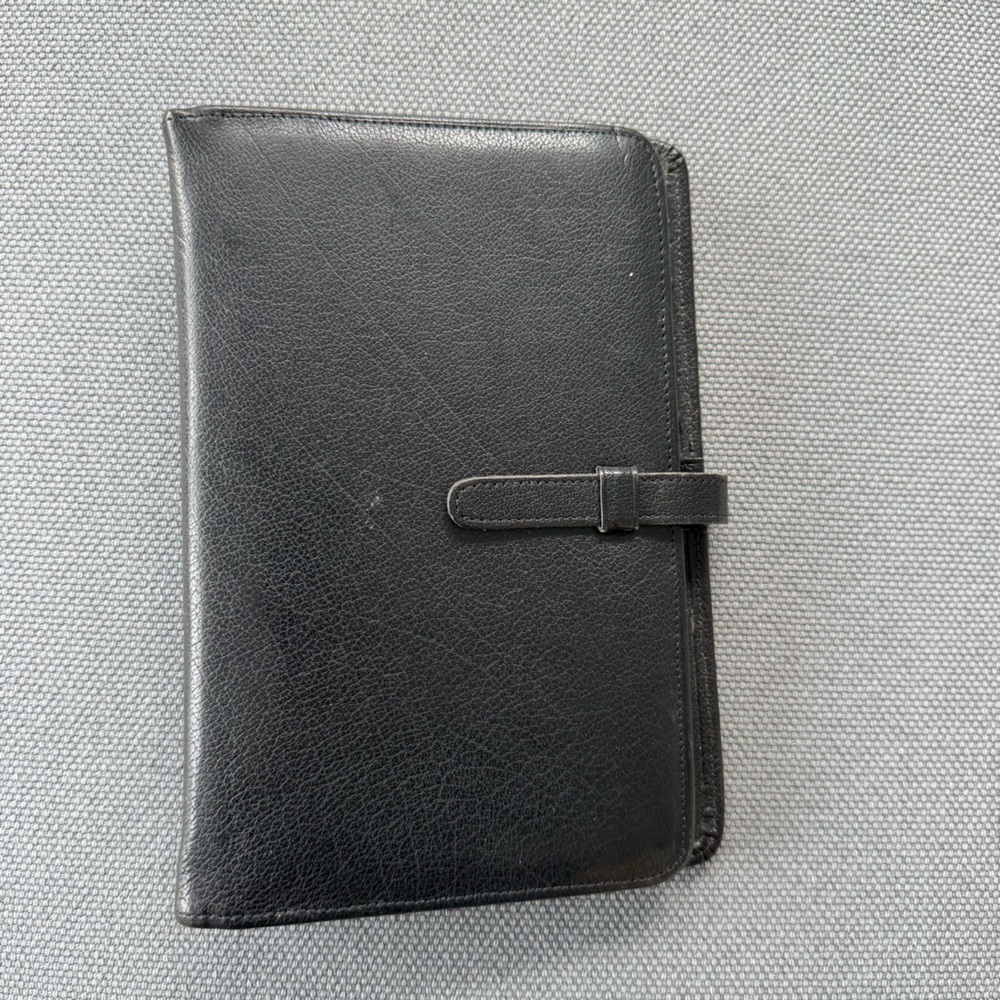 Coach Classic Black Leather Organizer with Strap Closure